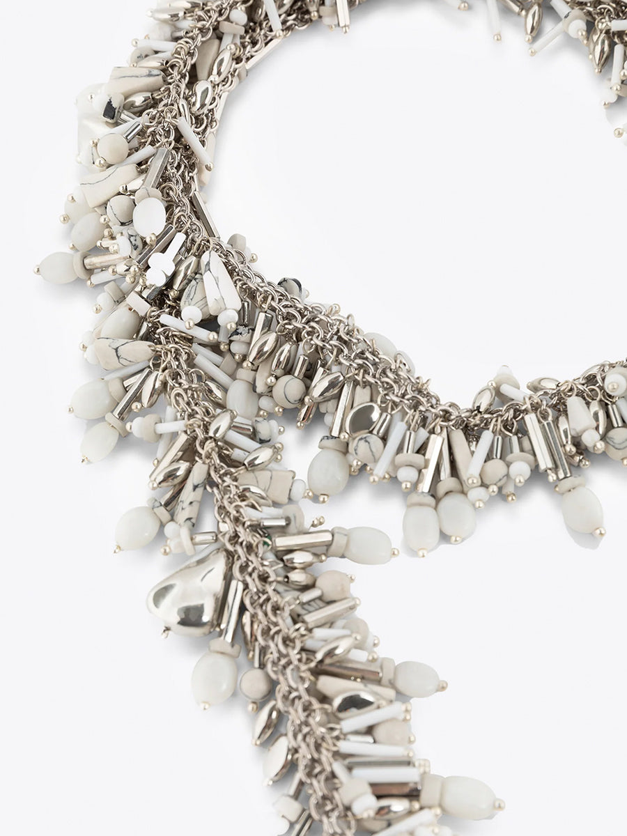Dries Van Noten's Embroidered Scarf Necklace in White