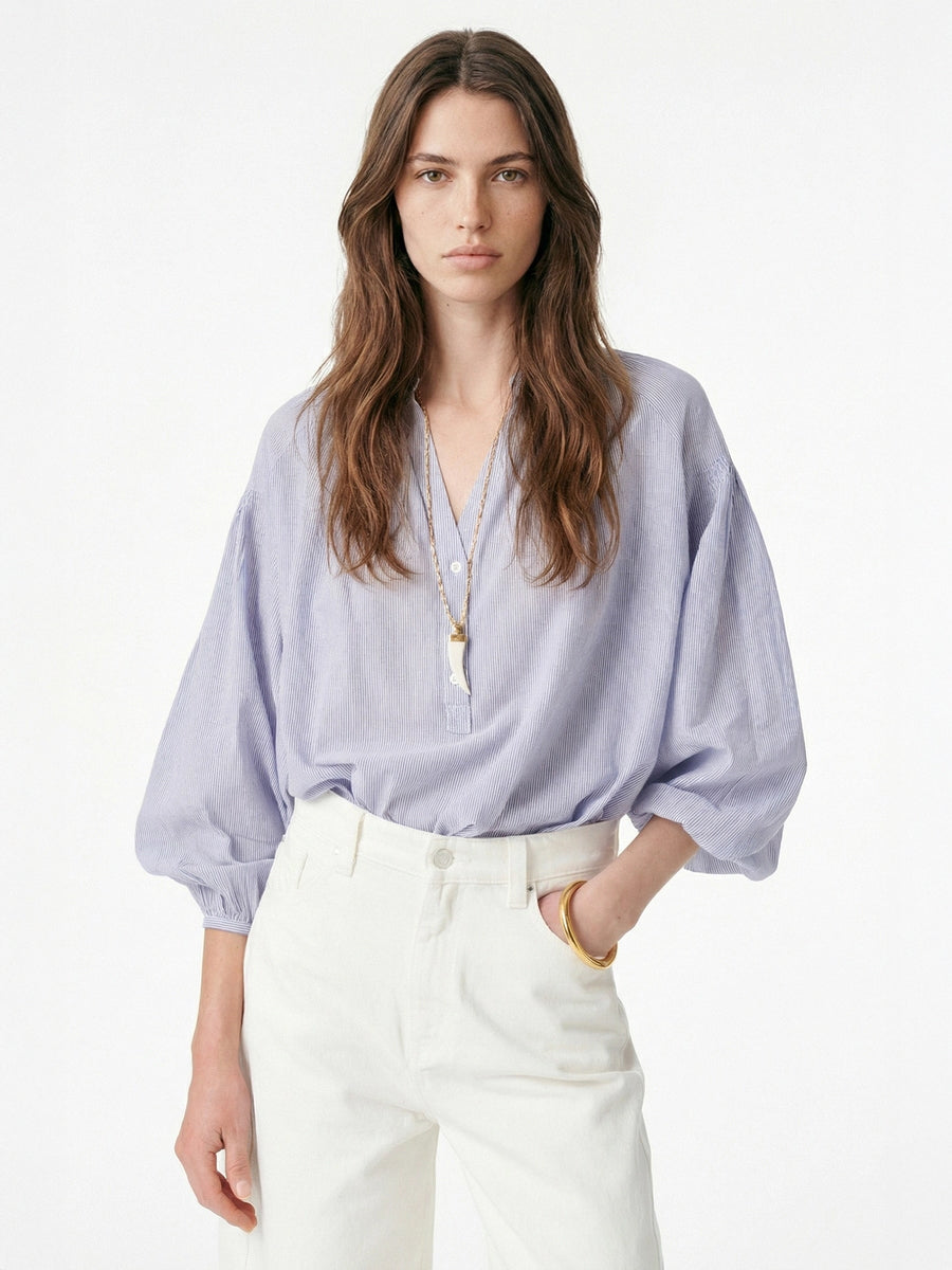 Vanessa Bruno Nipoa Blouse in Blanc/Bleu Stripe