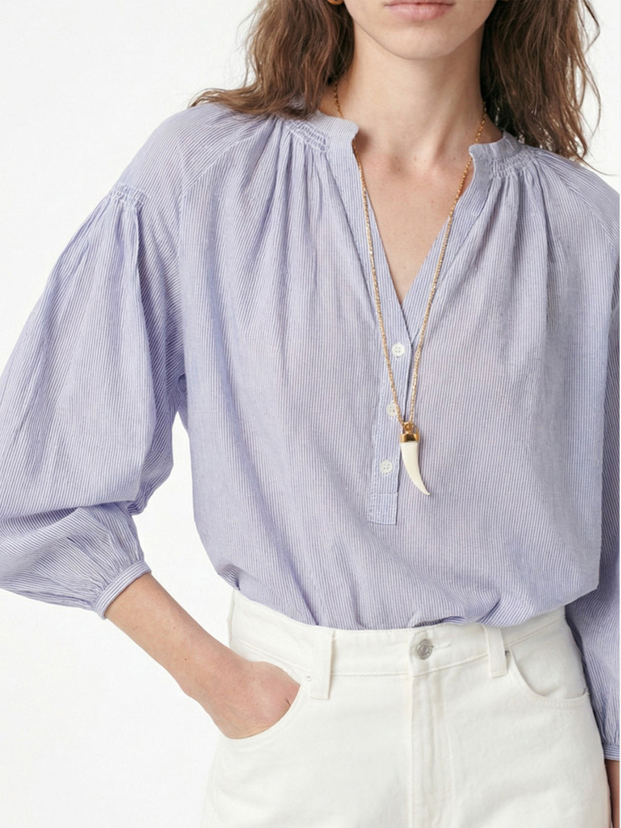 Vanessa Bruno Nipoa Blouse in Blanc/Bleu Stripe