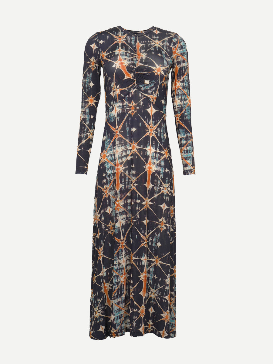 Ulla Johnson Naia Long Sleeve Ruched Midi Dress in Pheonix