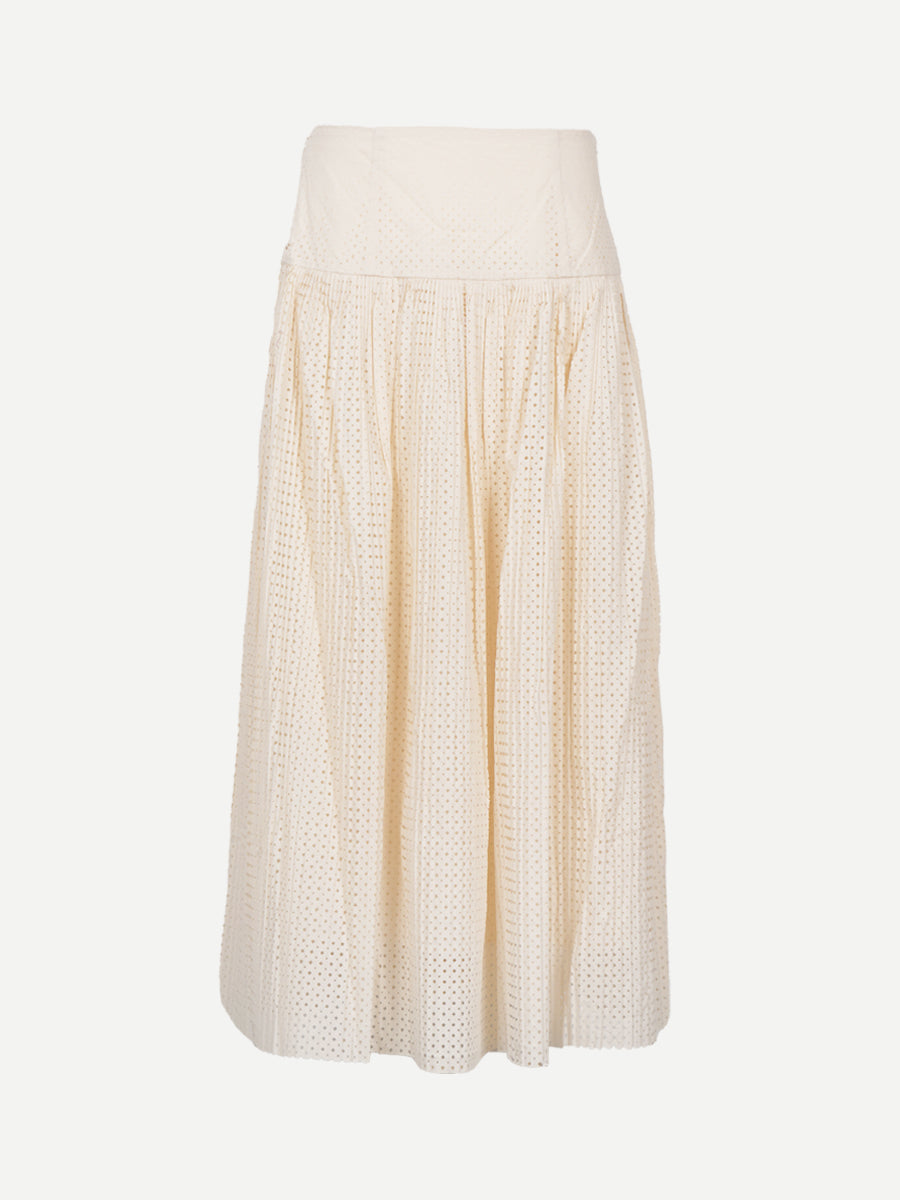 Ulla Johnson Nalla A-Line Midi Skirt in Cowrie