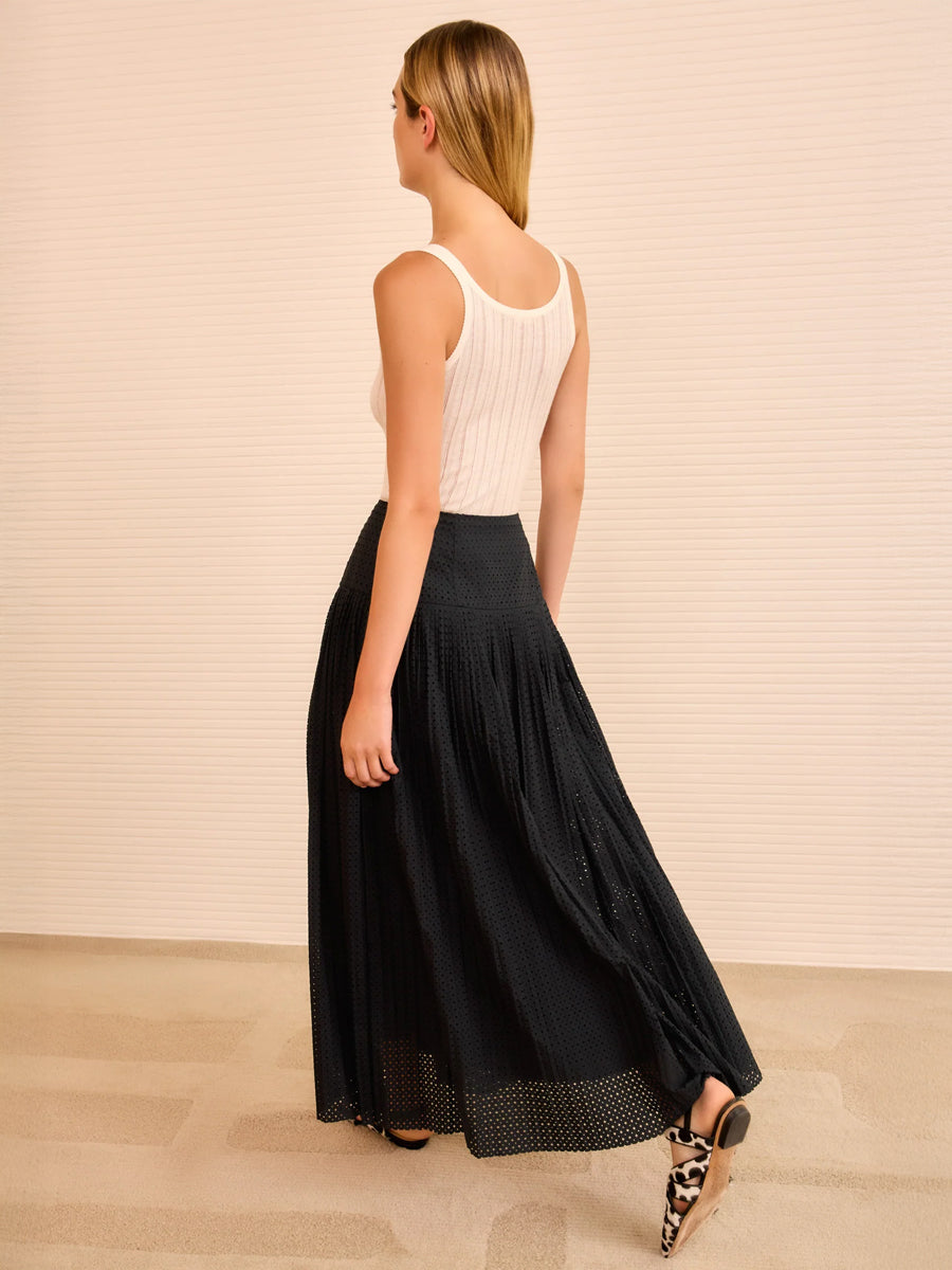 Nalla A-Line Midi Skirt in Noir