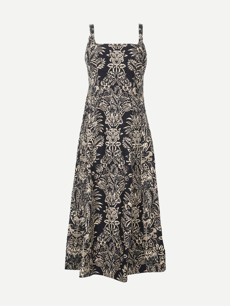 Ulla Johnson Natali Tank A-Line Dress in Noir Floral