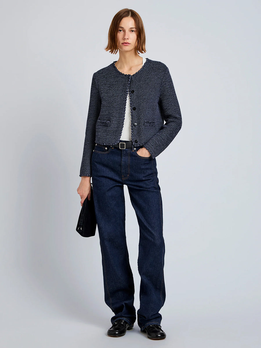 Proenza Schouler White Label Nidia Macrame Jacket in Navy/Slate