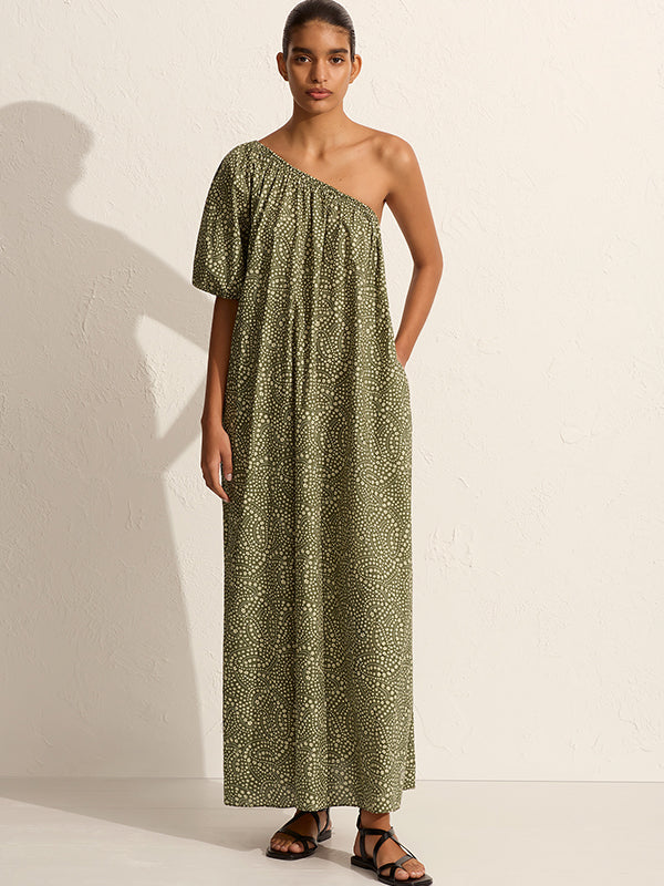 Matteau | One Shoulder Maxi in Jasmine Olive