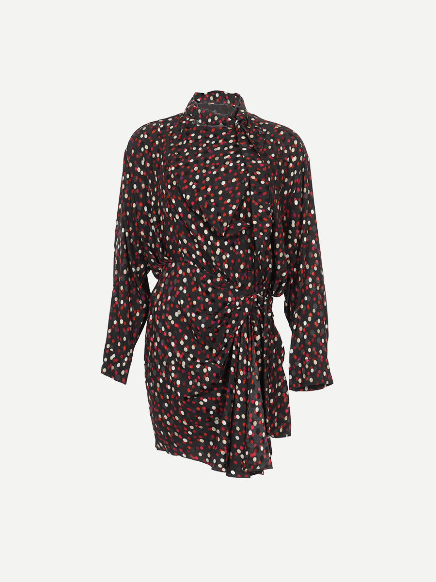 Isabel Marant Ora Dress in Black/Red Dot