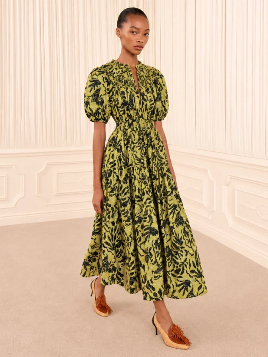Othella Short Sleeve Dress in Charteuse