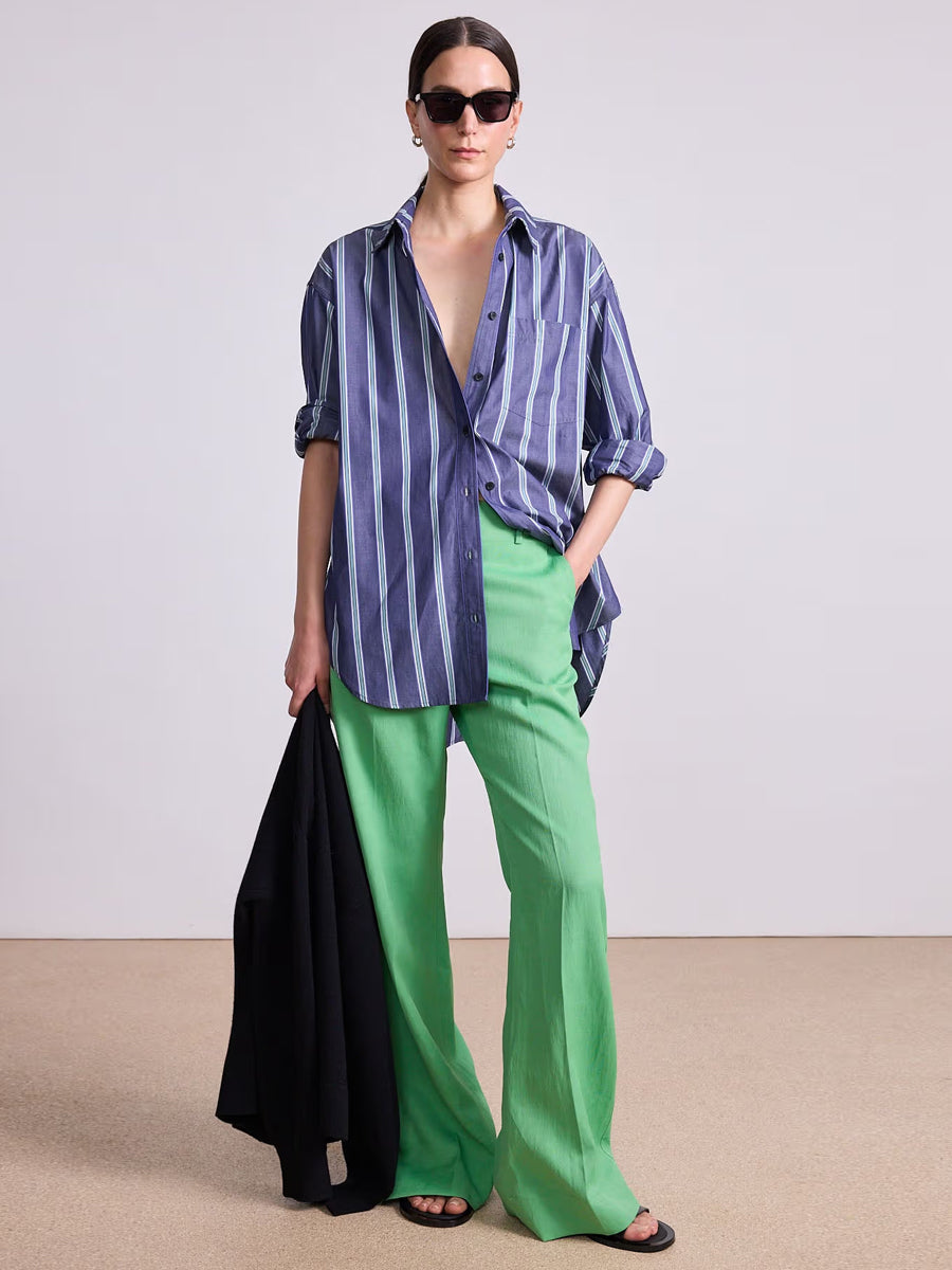 Oversized Button Down in Indigo Stripe