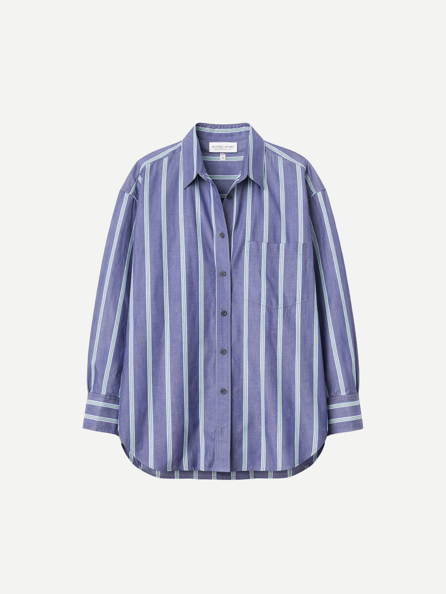 Apiece Apart Oversized Button Down in Indigo Stripe