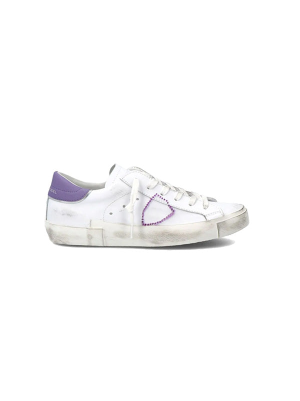 Philippe Model PRSX Low Sneaker in Blanc Violet