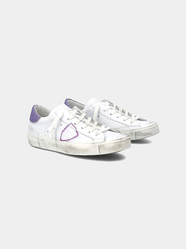 Philippe Model PRSX Low Sneaker in Blanc Violet