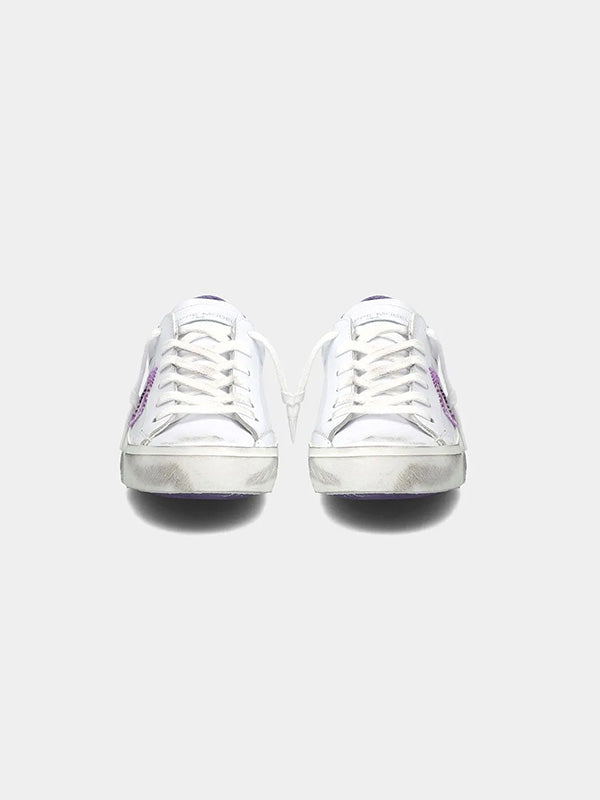 Philippe Model PRSX Low Sneaker in Blanc Violet