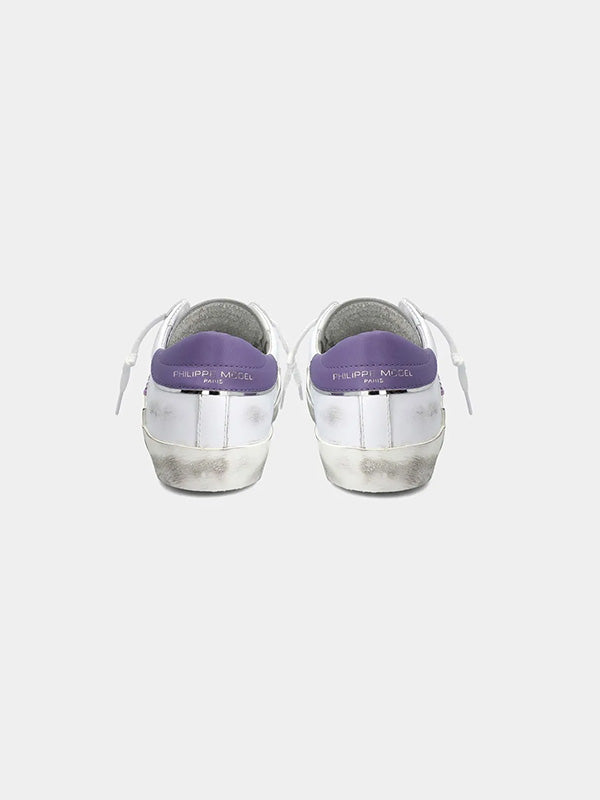 Philippe Model PRSX Low Sneaker in Blanc Violet