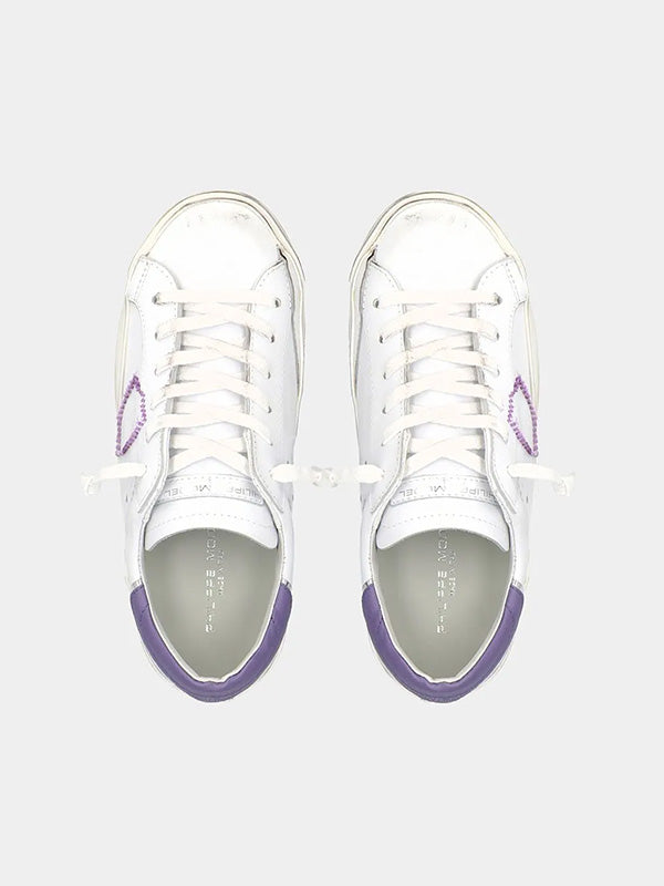 Philippe Model PRSX Low Sneaker in Blanc Violet