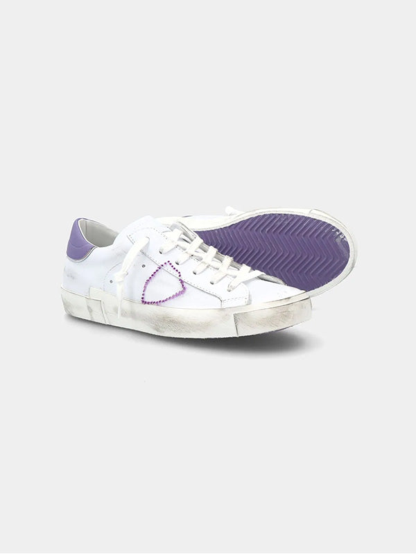 Philippe Model PRSX Low Sneaker in Blanc Violet