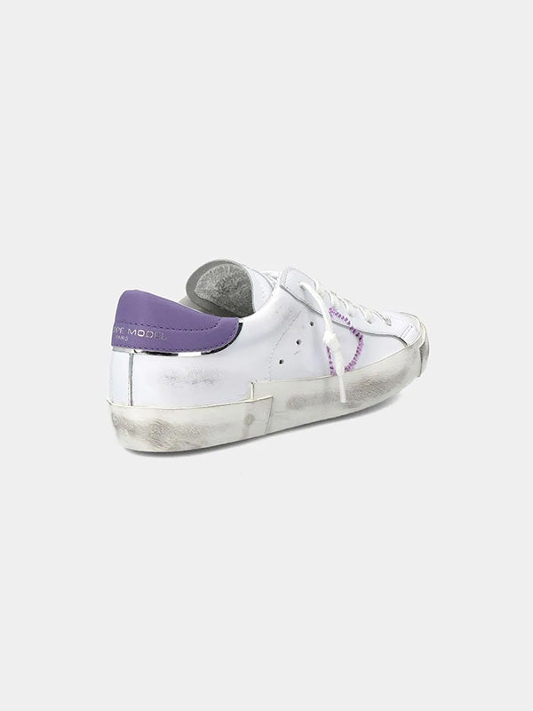 Philippe Model PRSX Low Sneaker in Blanc Violet