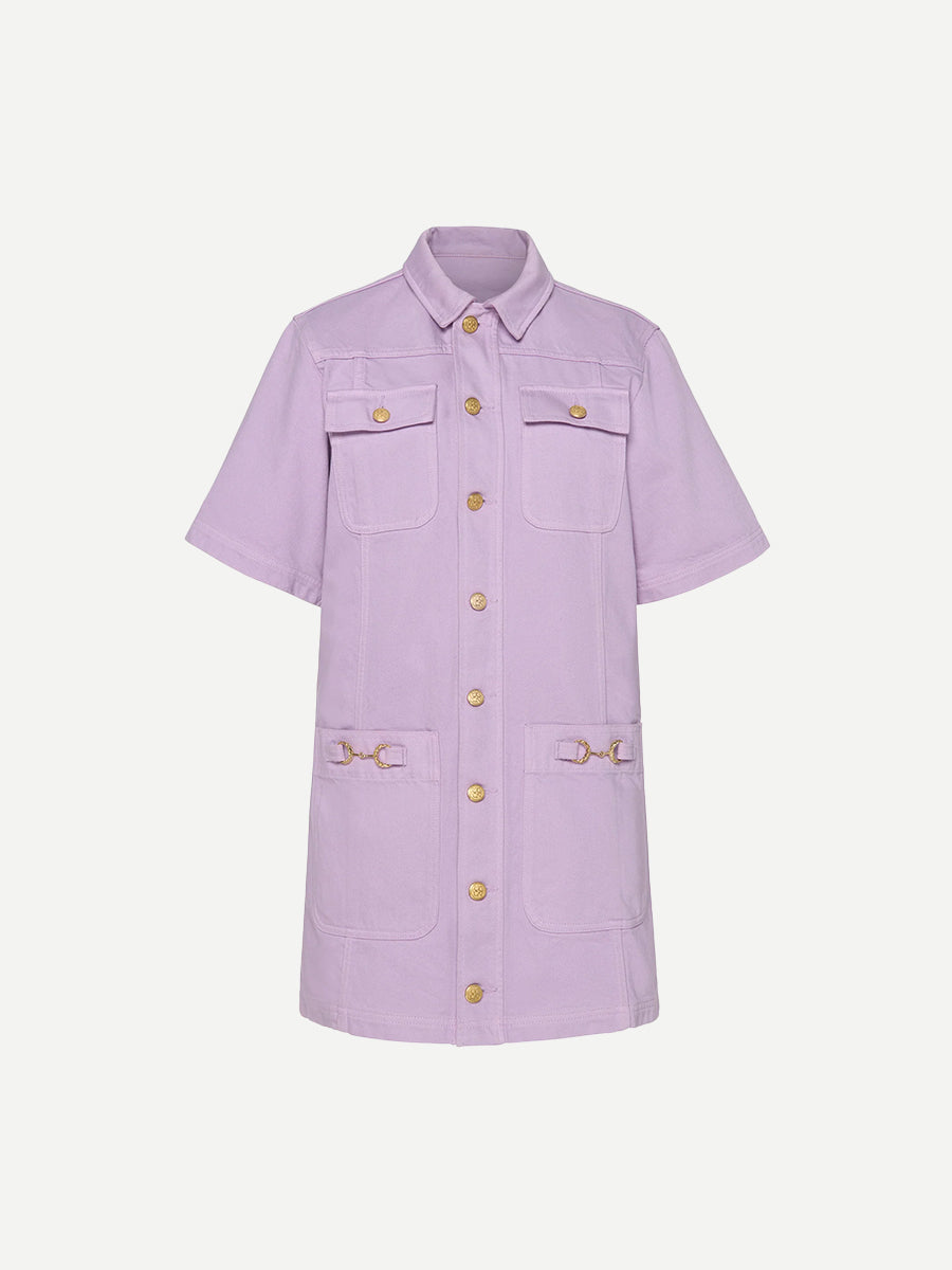 Ulla Johnson Painters Denim Mini Dress in Wisteria