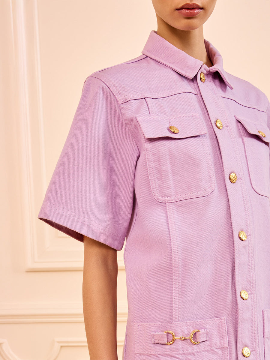 Ulla Johnson Painters Denim Mini Dress in Wisteria