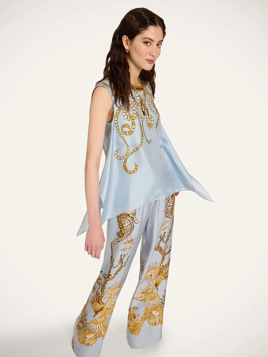 Palazzo Pants in Oceania Placee Blue