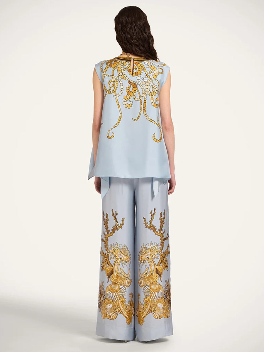 Palazzo Pants in Oceania Placee Blue