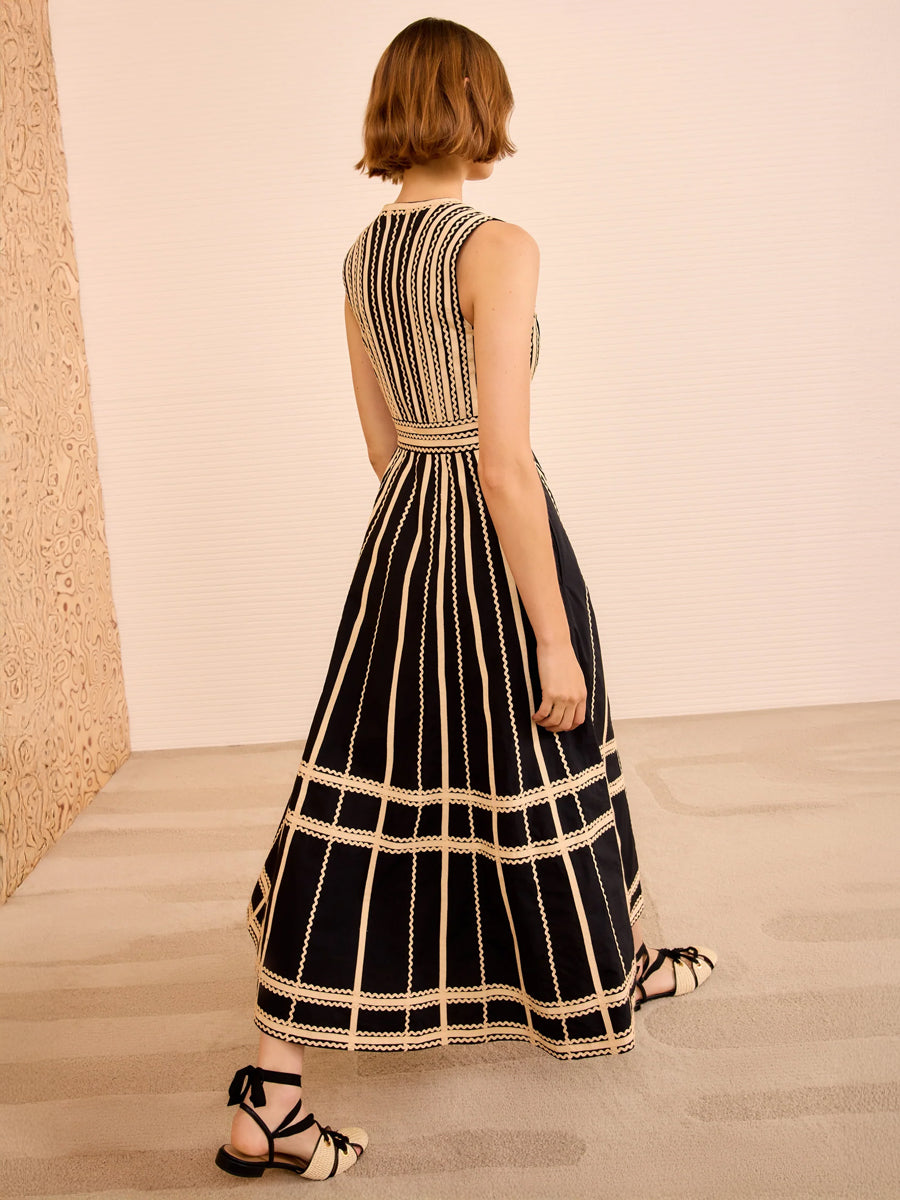 Palermo Deep V Midi Dress in Noir