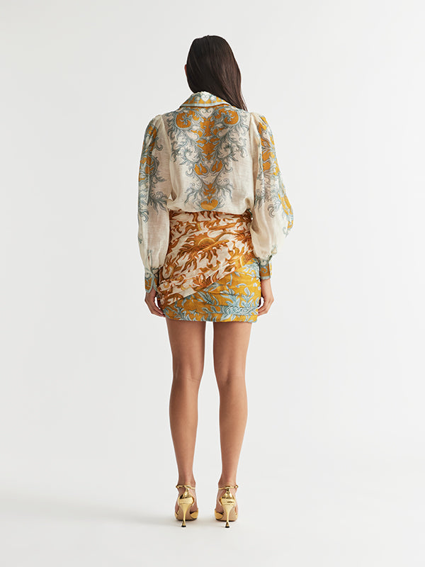 Antipodean | Paloma Tuck Mini Skirt in Dandelion Steel