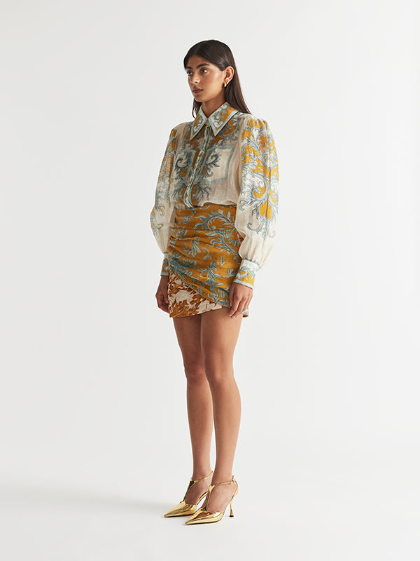 Antipodean | Paloma Tuck Mini Skirt in Dandelion Steel