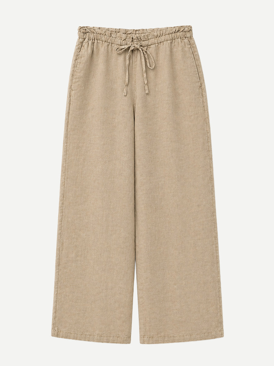 James Perse Paperbag Waist Linen Pant in Light Khaki Pigment