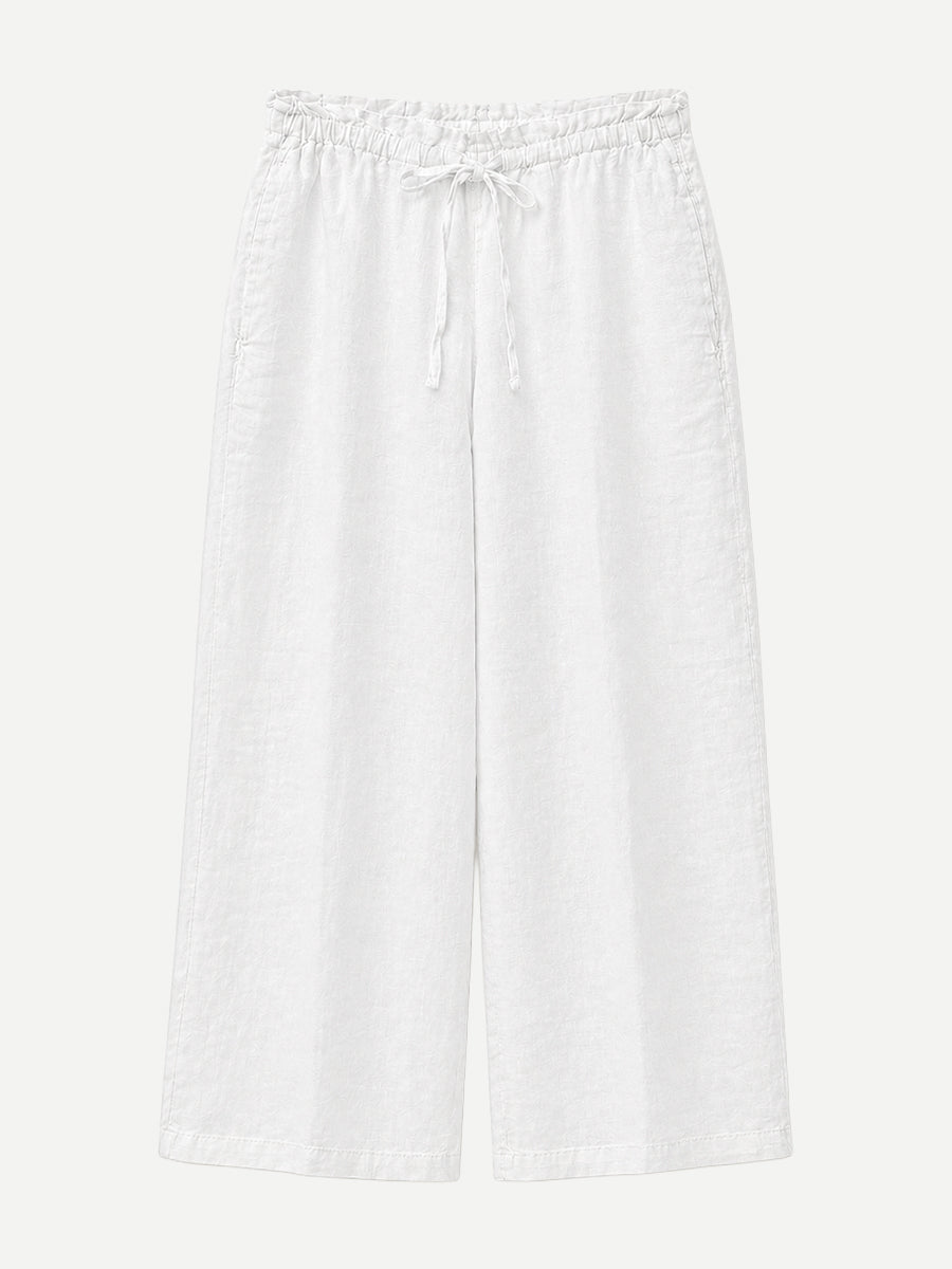 James Perse Paperbag Waist Linen Pant in White
