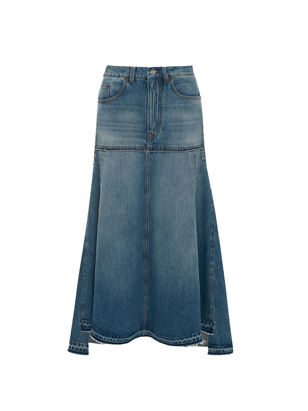 Victoria Beckham | Patched Denim Skirt in Vintage Wash