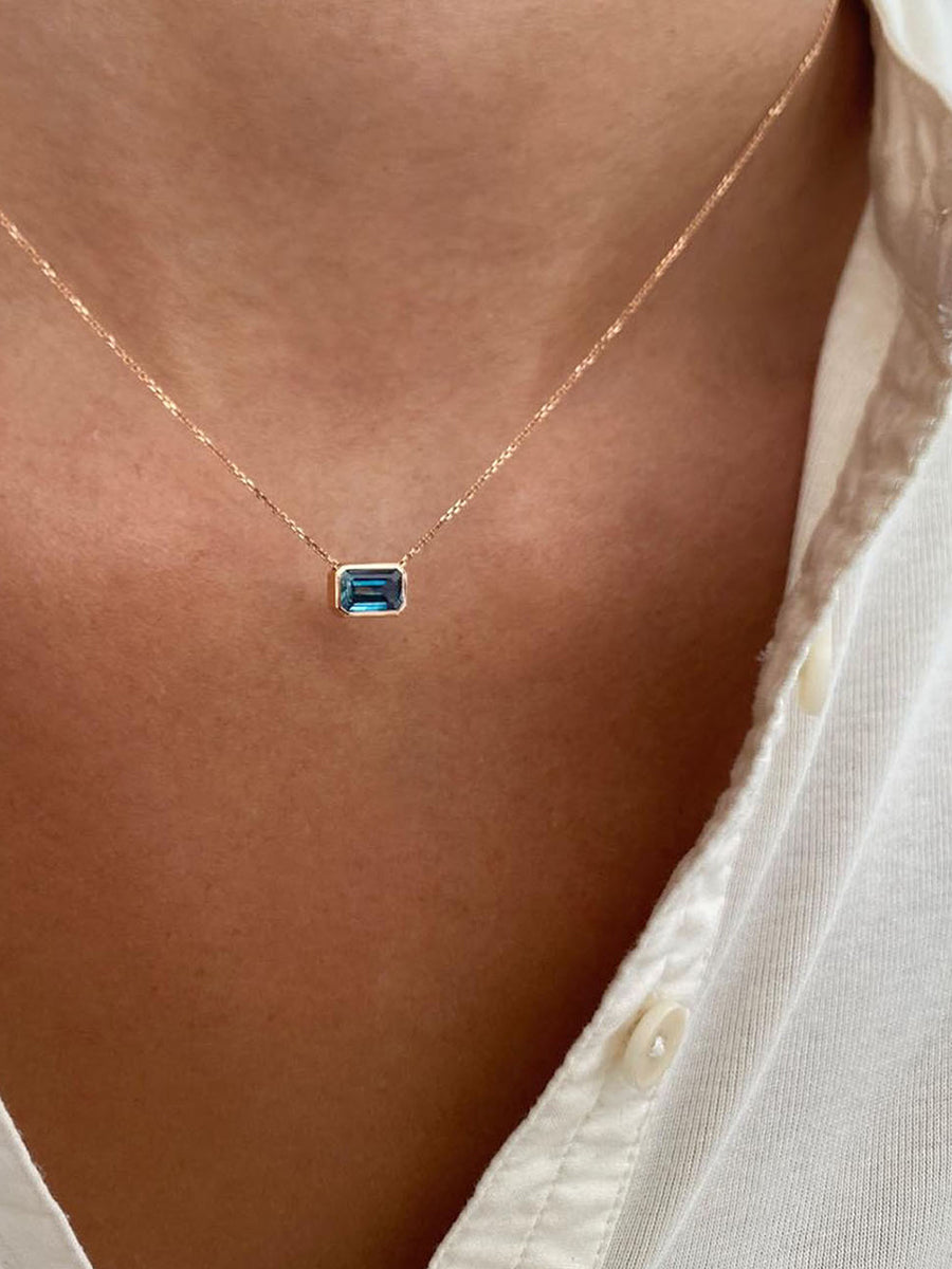 Pembe Emerald Cut Pendant in Australian Sapphire