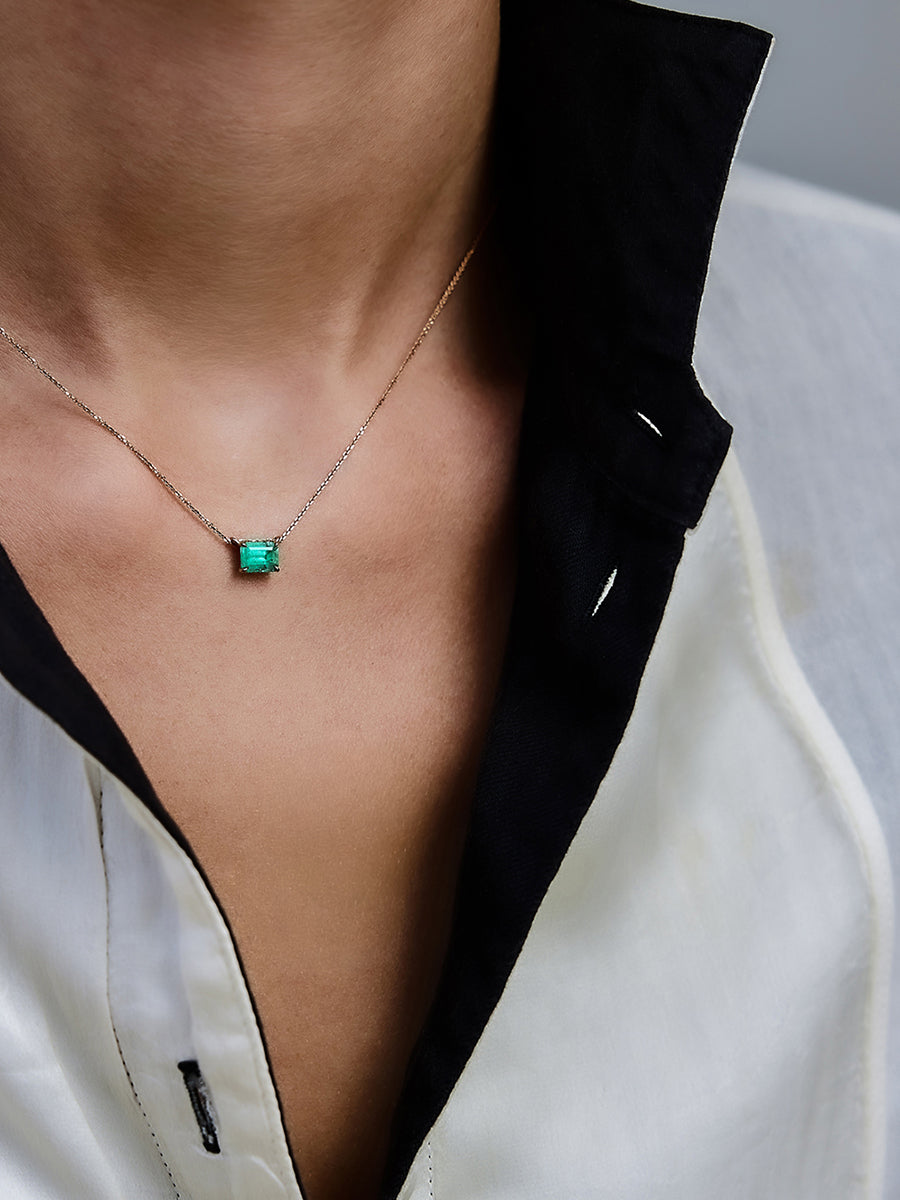 Pembe Emerald Cut Pendant in Columbian Emerald
