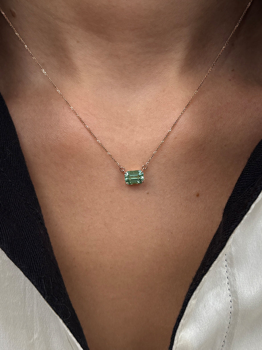 Pembe Octagonal Cut Pendant in Mint Green Tourmaline