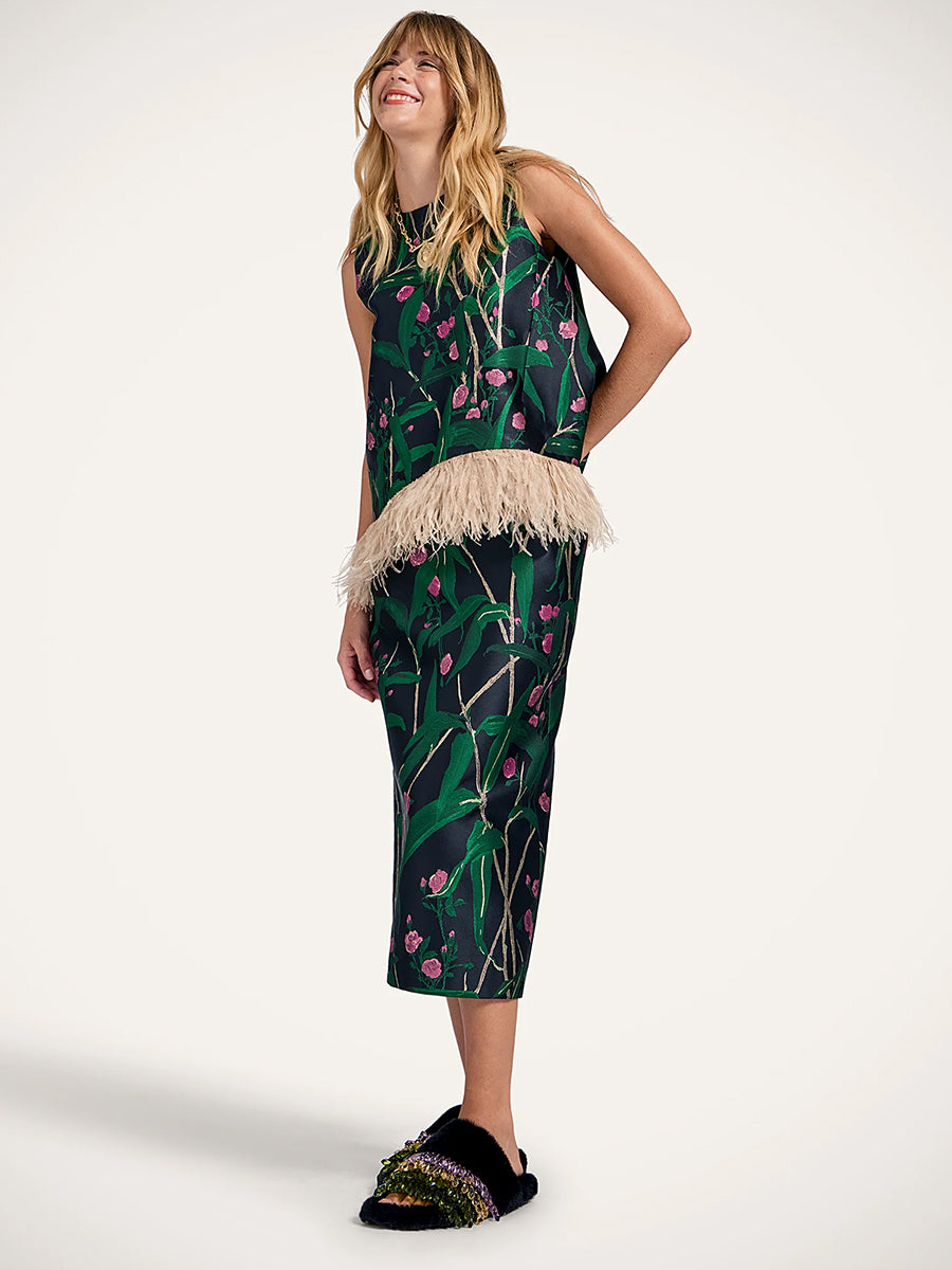 La DoubleJ La Scala Top w/ Feathers in Bamboo Black