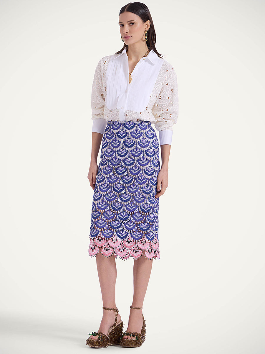 La DoubleJ | Pencil Skirt in Bloom Macrame