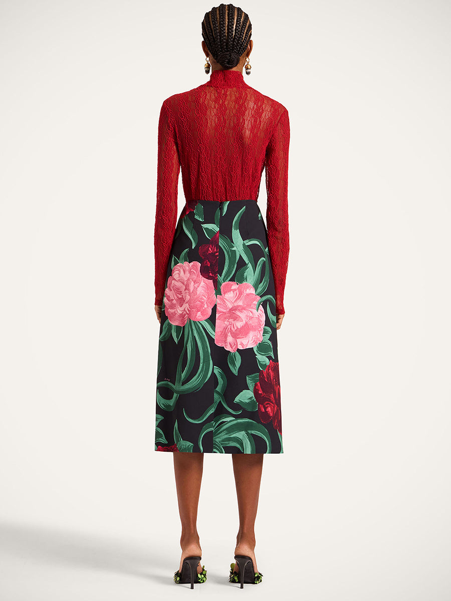 Pencil Skirt in Peony Black