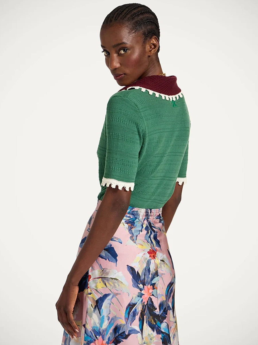 La DoubleJ Picket Polo Cashmere Top in Solid Green | Shop Adam Heath, Western Australia