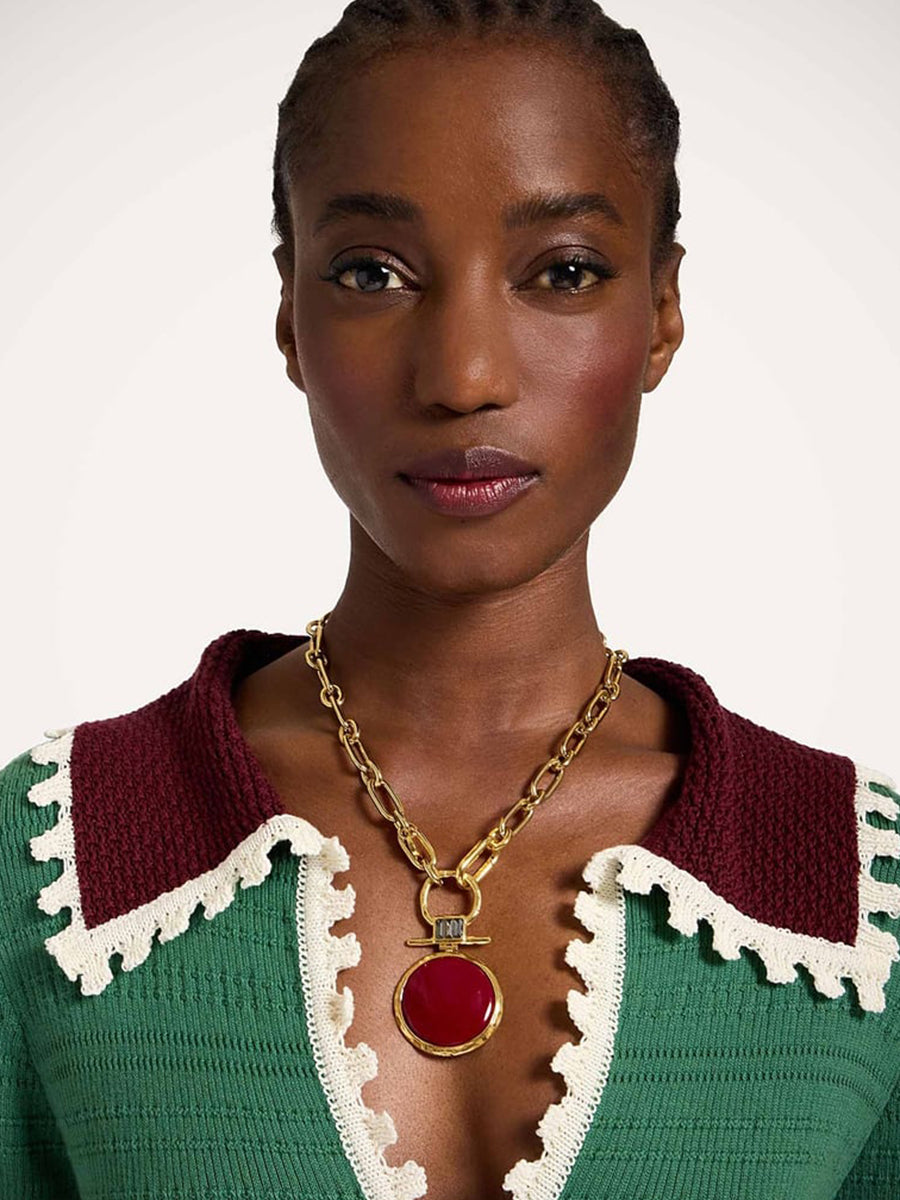 La DoubleJ Picket Polo Cashmere Top in Solid Green | Shop Adam Heath, Western Australia