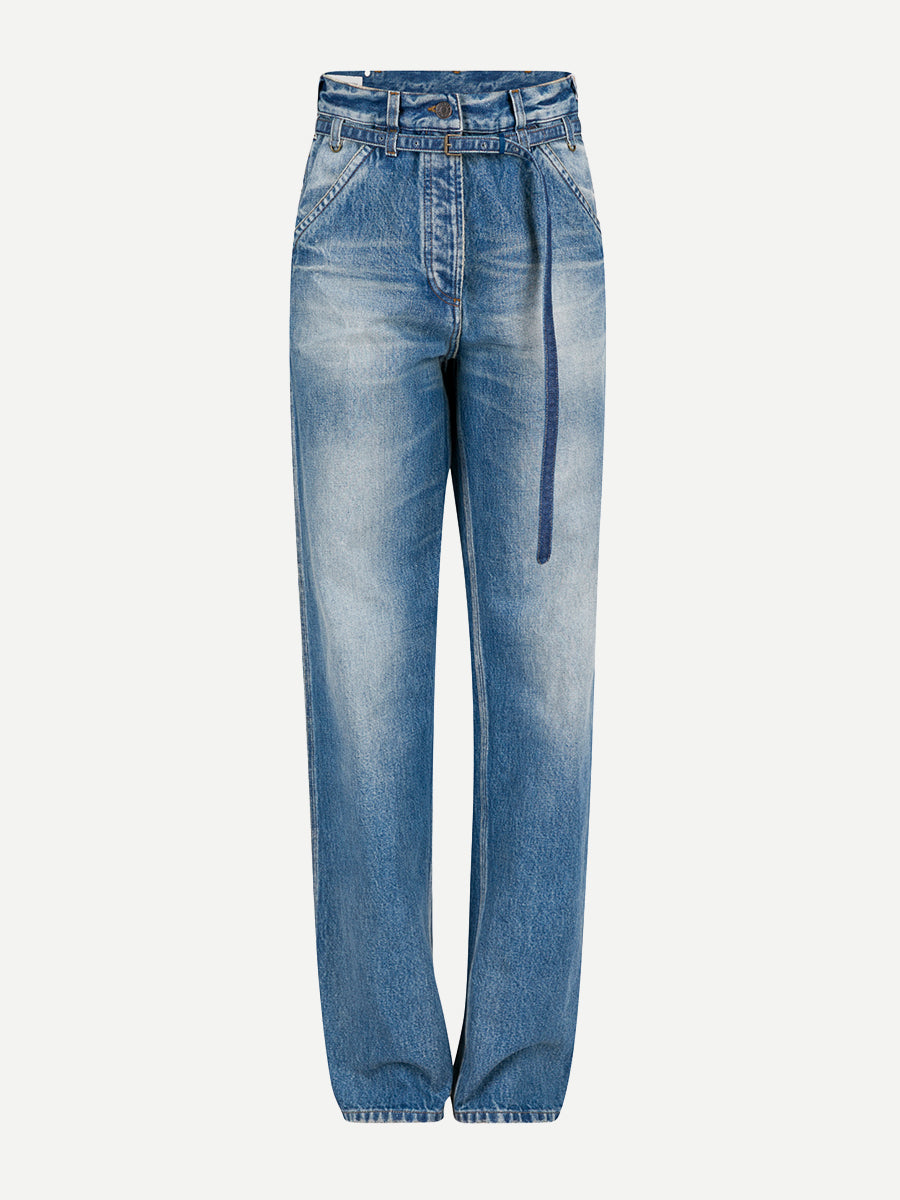 Pippaz Belted Denim Jeans in Blue