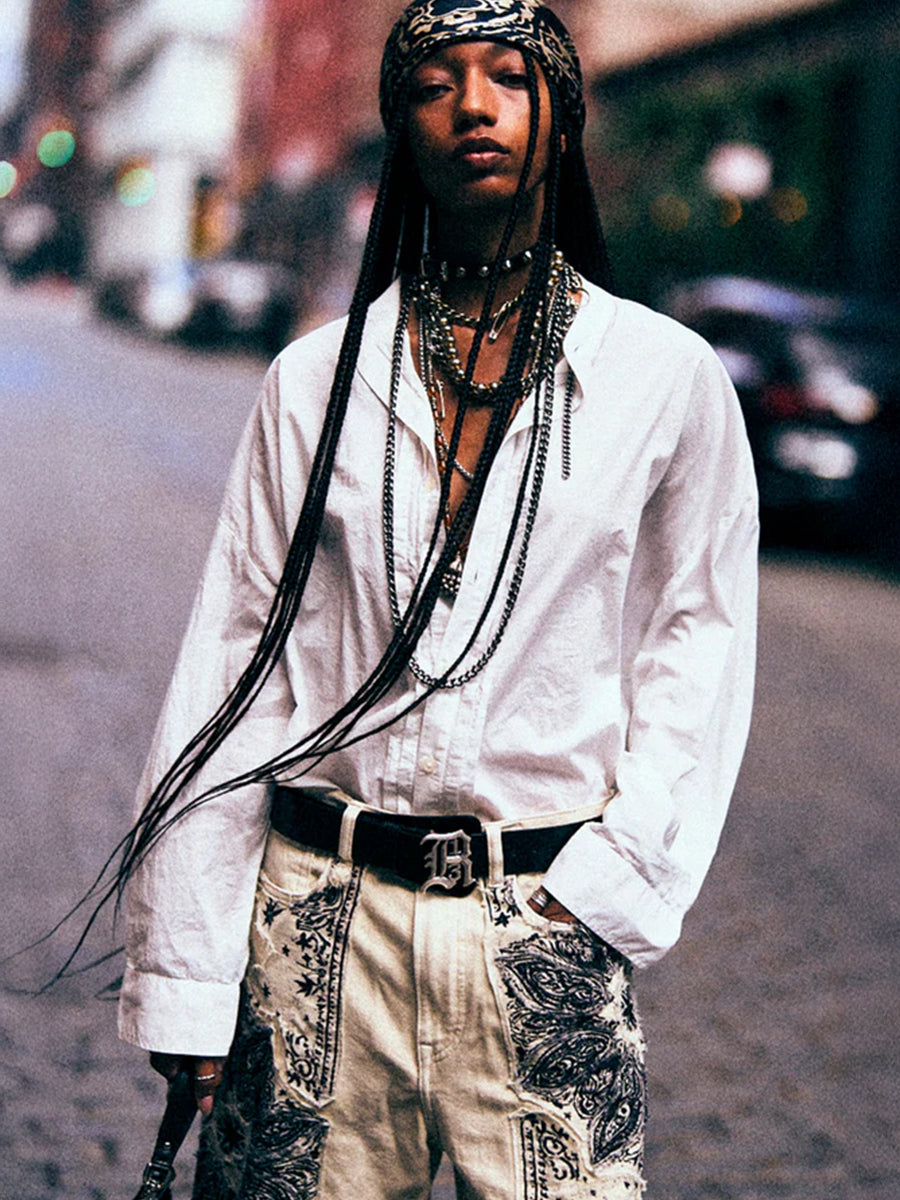 R13 Pleated Front Shirt in White