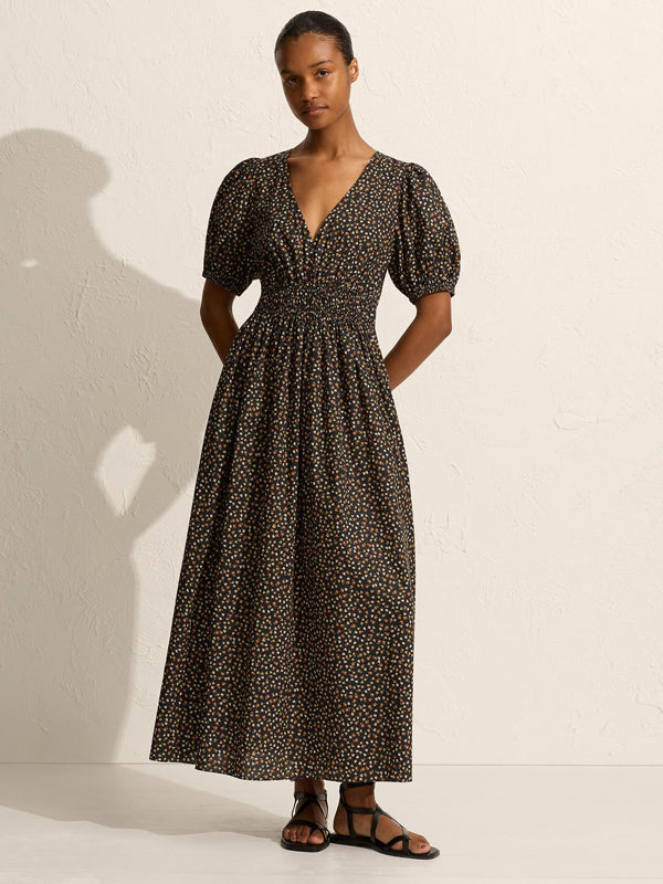 Matteau | Plunge Button Midi Dress in Meadow