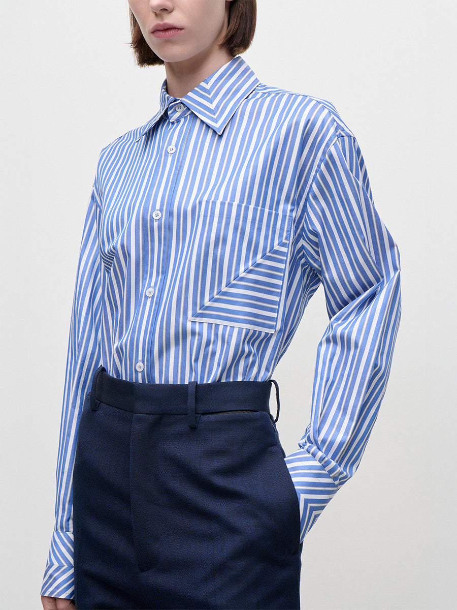 Pocket Detail Shirt in Blue/White