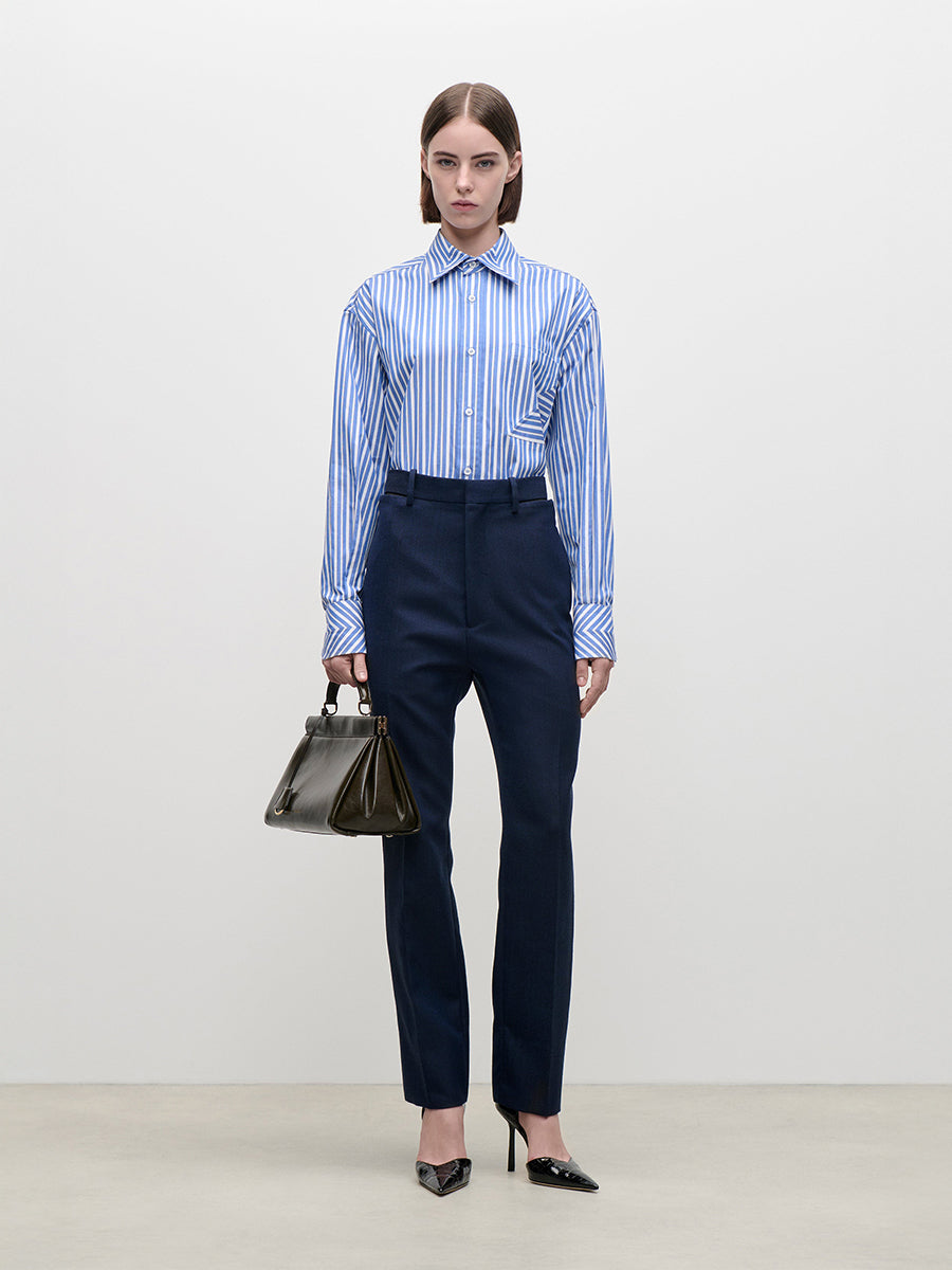 Pocket Detail Shirt in Blue/White