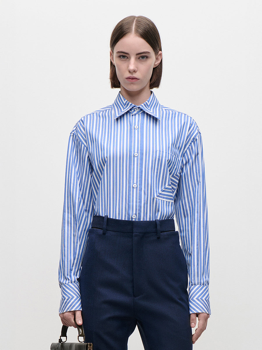 Pocket Detail Shirt in Blue/White