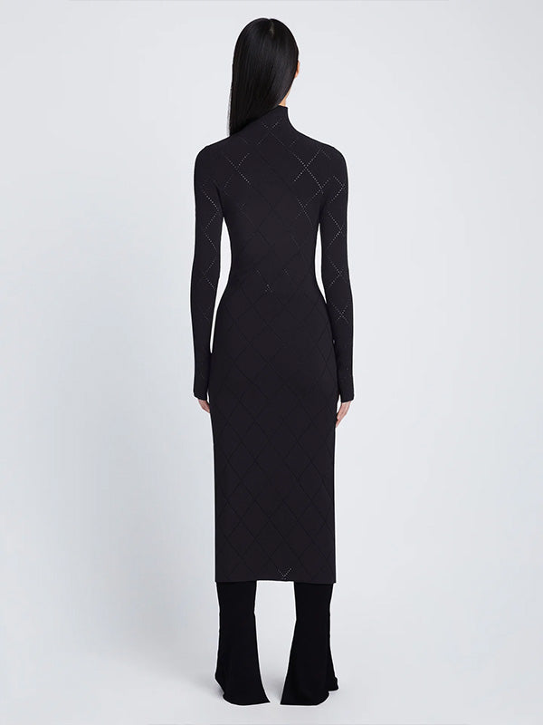 Proenza Schouler White Label | Pointelle Diamonds Turtleneck Dress in Black