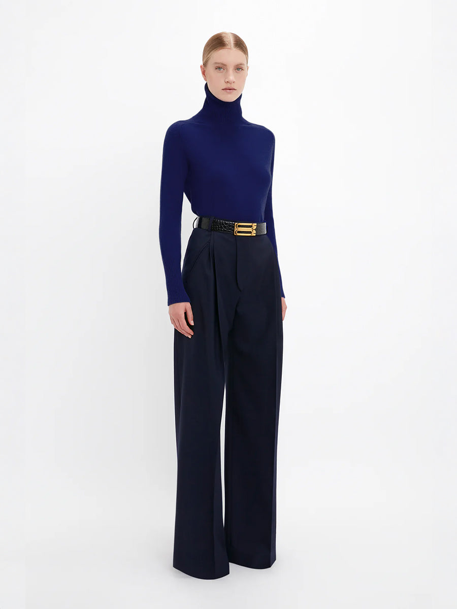 Victoria Beckham Polo Neck Jumper in Navy