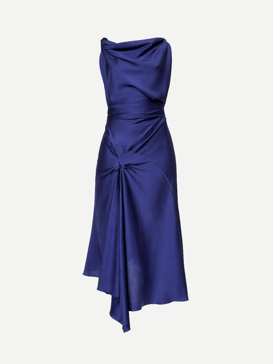 Victoria Beckham Posy Midi Dress in Bright Indigo