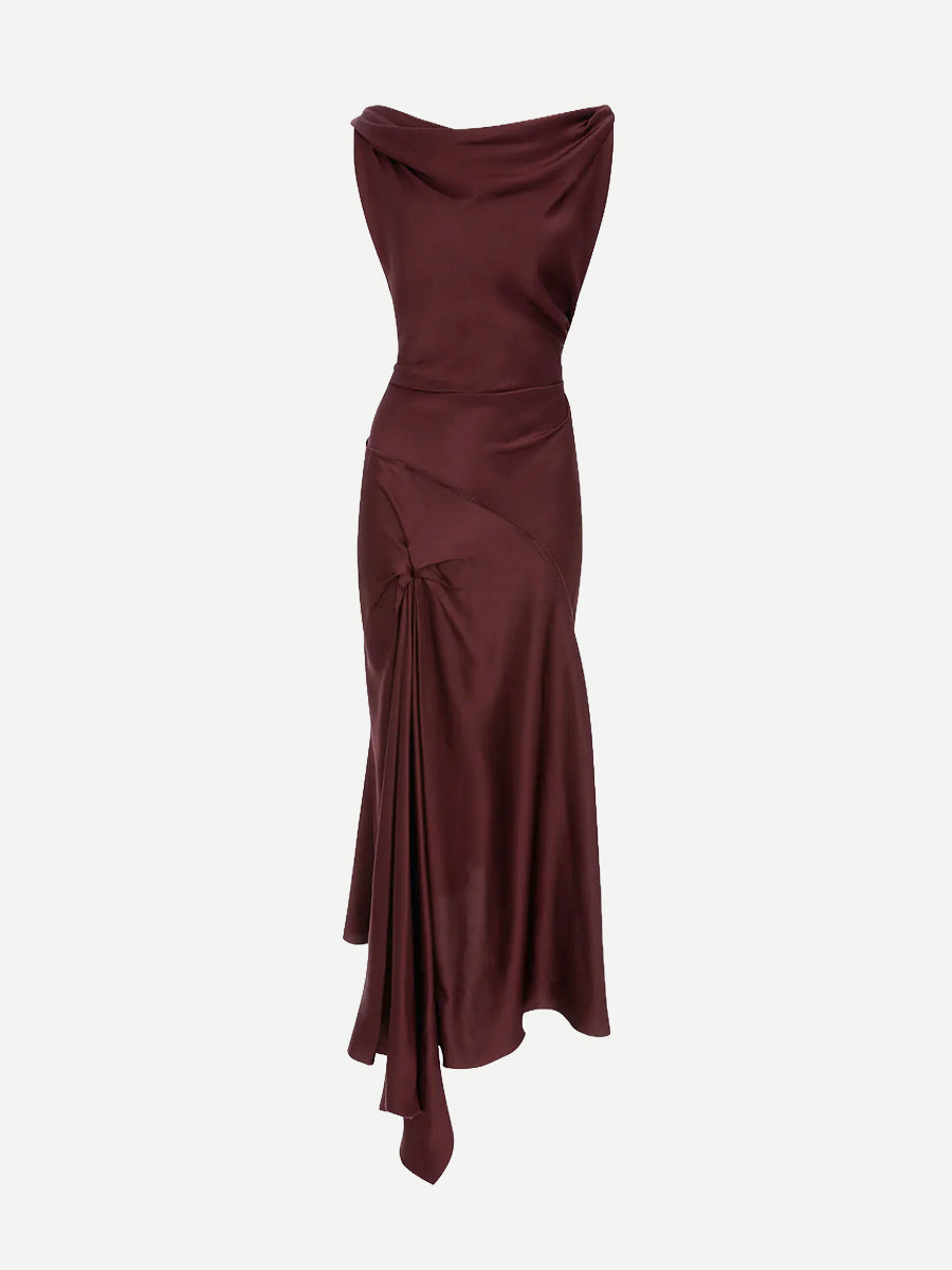 Posy Midi Dress in Burgundy