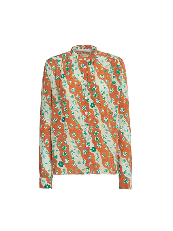 Printed Shirt in Orange Floral