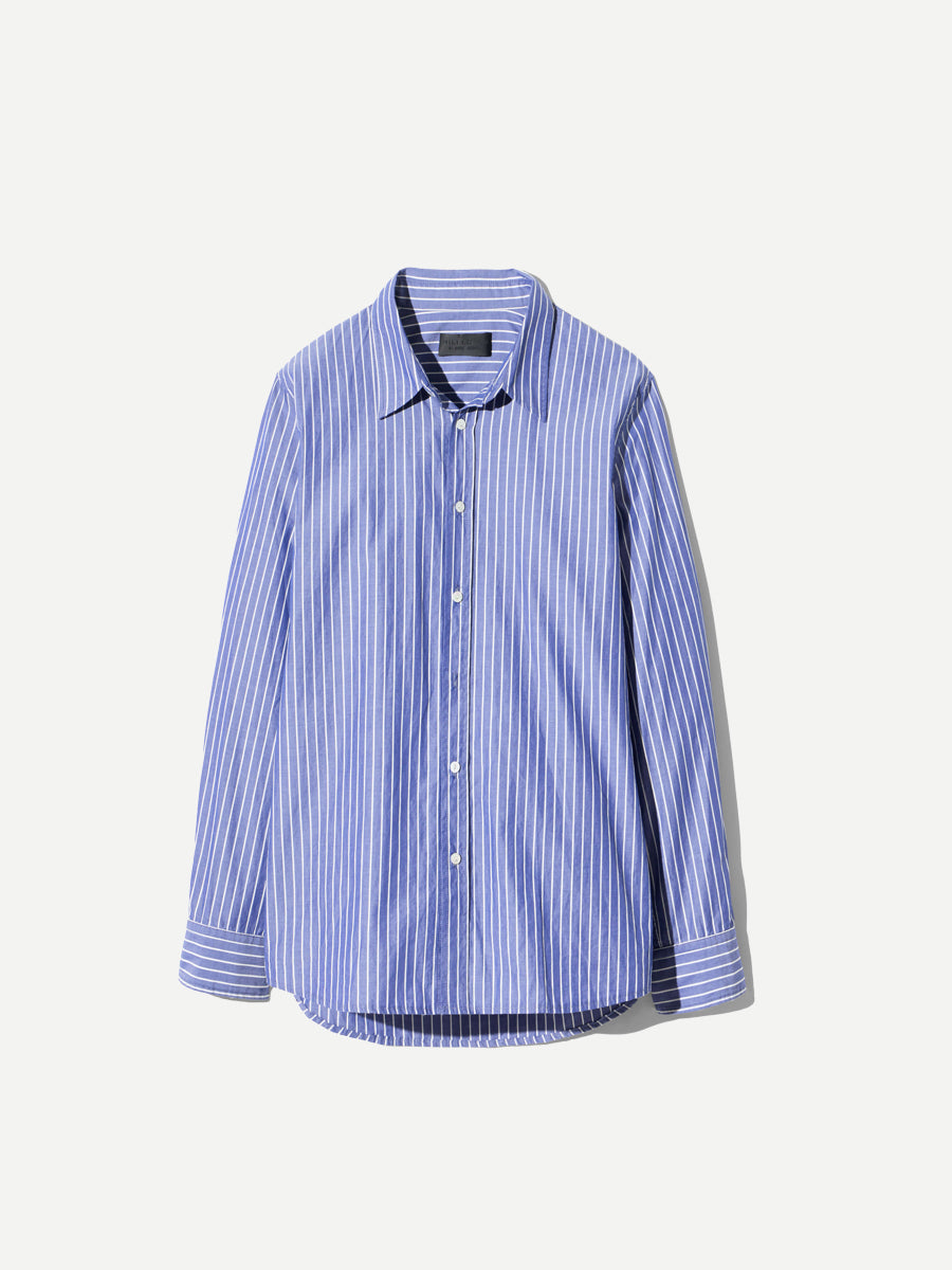 Nili Lotan Raphael Shirt in Dark Navy Stripe